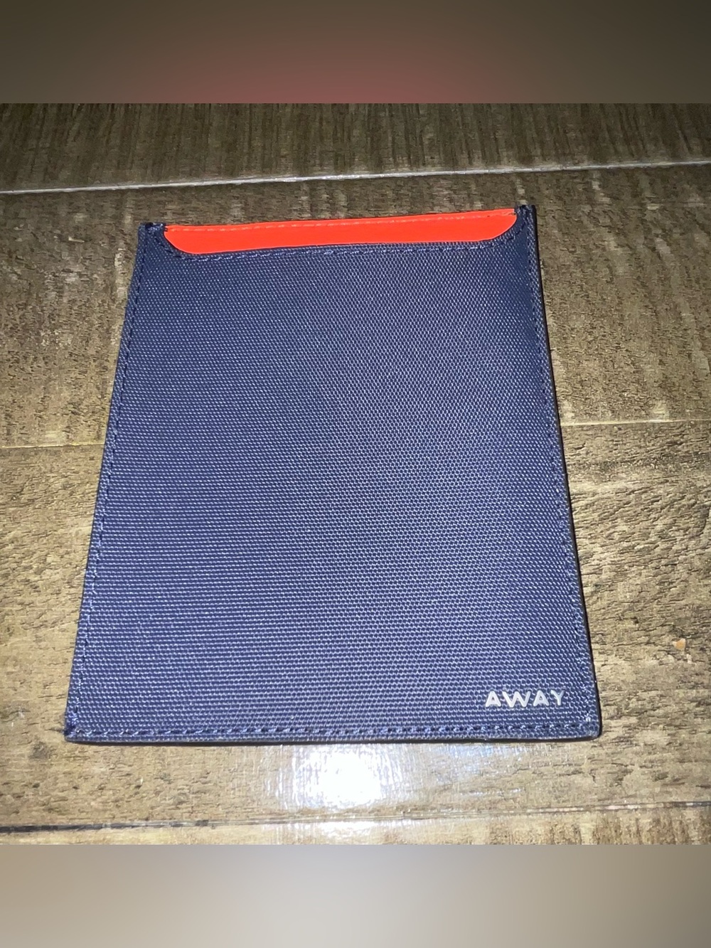 Away Navy Passport Card Sleeve with Orange Top Slot